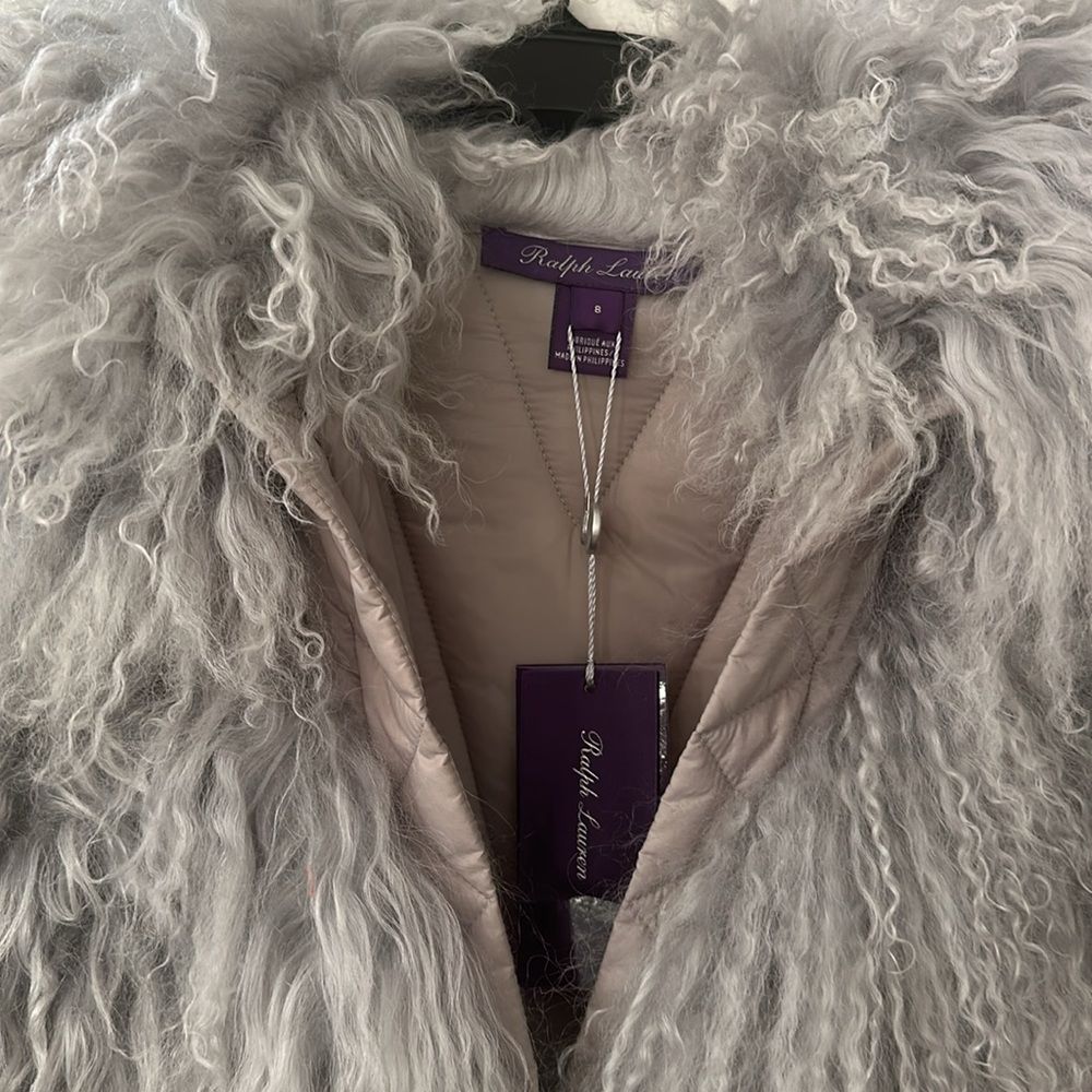 Ralph Lauren Fall Grey Reversible Lamb Fur Coat - size 8 - Picture 9 of 10